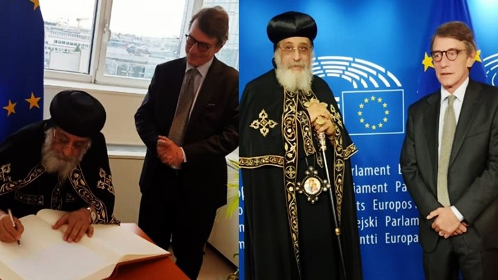 تواضروس الثّاني في البرلمان الأوروبيّ في بروكسل