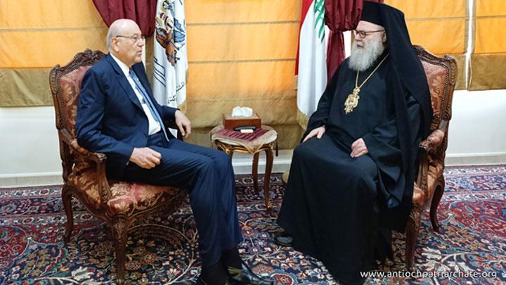 البطريرك يوحنّا العاشر يستقبل ميقاتي ووفدًا من دار الفتوى اللّبنانيّة